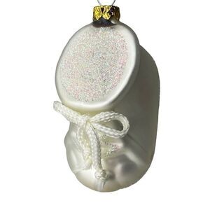 Vintage White Ivory Baby Shoe Ornament Christmas Boy Girl Mercury Glass OR61